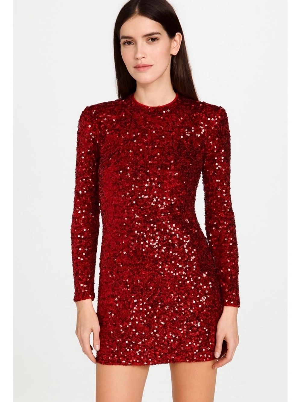 Pachel Parcell Red Sequin Long-Sleeve Mini Dress